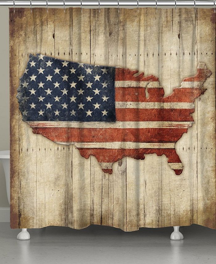 Laural Home - Wooden Flag Shower Curtain