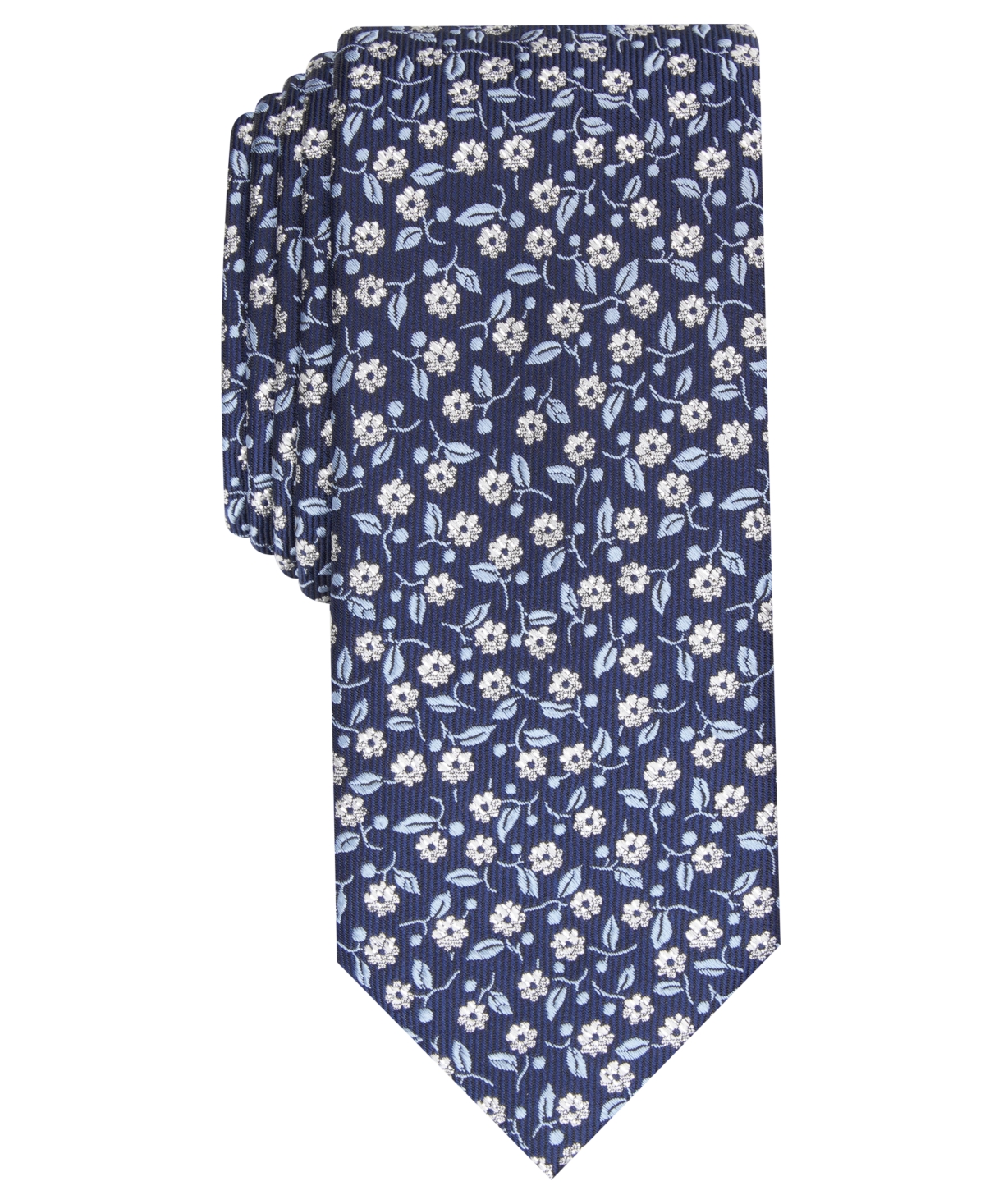 Men's Magnolia Skinny Floral Tie, Created for Macy's - Navy