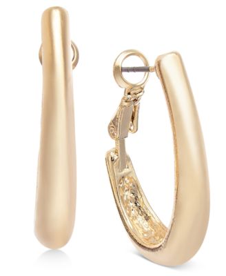 Charter Club - Gold-Tone Medium Tapered Hoop Earrings, 1.25"
