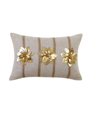 Birch Trail - Gold Poinsettia 12" x 18" Throw Pillow Cover