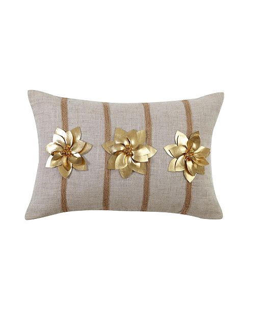 Mhf Home Gold Poinsettia 12 X 18 Throw Pillow Cover Reviews