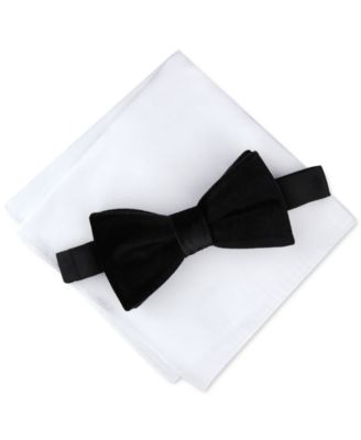 New formal men's pre tied Bow tie & Pocket Square Hankie solid Brown wedding