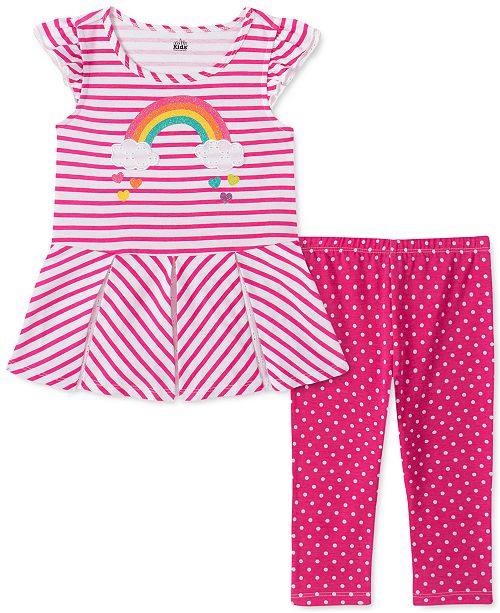 Kids Headquarters Toddler Girls 2 Pc Rainbow Tunic Polka Dot