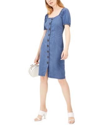 INC International Concepts - Puff-Sleeve Buttoned Dress
