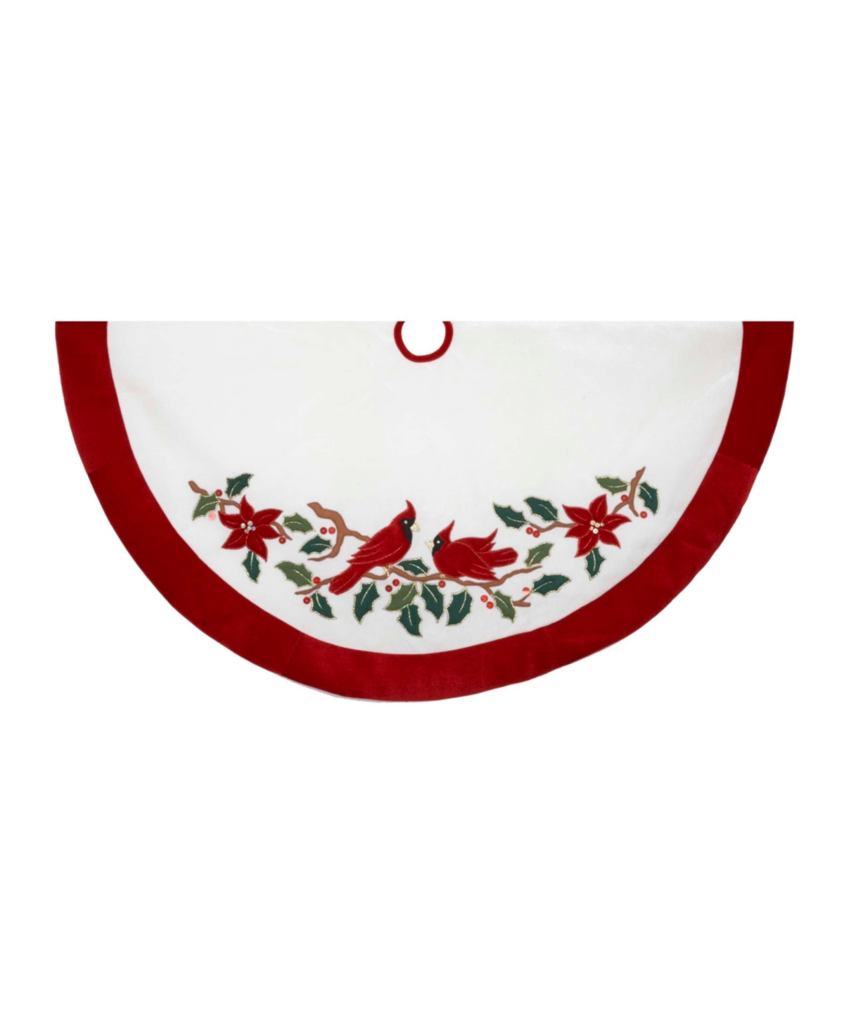 UPC 086131206894 product image for Kurt Adler 48-Inch Velvet Red and White with Cardinals Applique Tree skirt | upcitemdb.com
