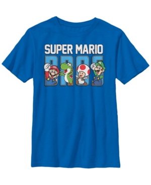 Fifth Sun Nintendo Big Boy's Super Mario Bros Characters Letter Fill Short Sleeve T-Shirt
