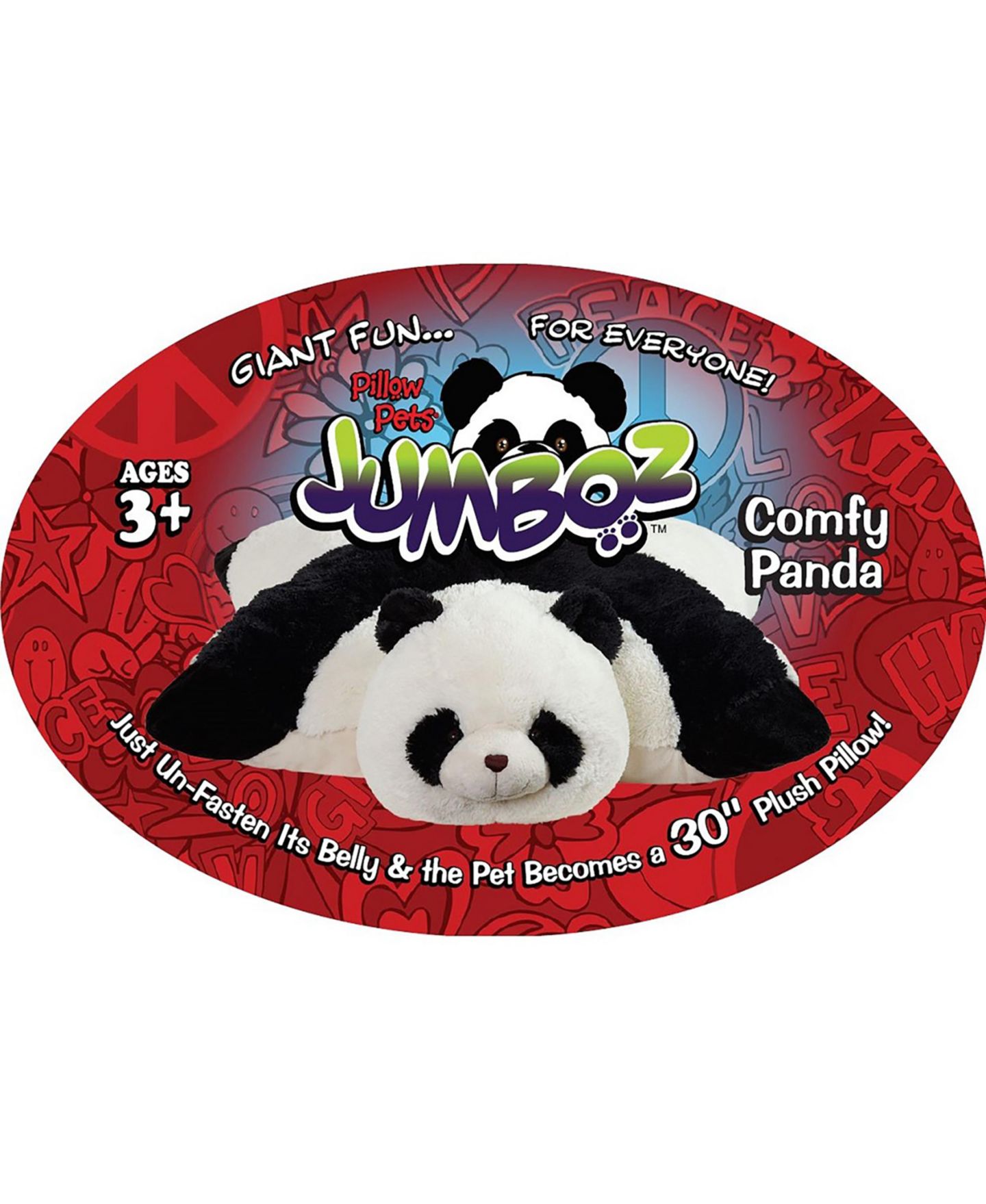 Детская мягкая игрушка Pillow Pets Signature Comfy Panda Jumboz Stuffed Animal Plush Toy — фото 2