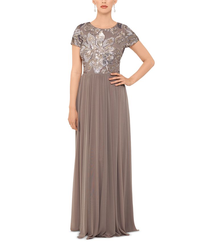 Betsy & Adam Sequined Chiffon Gown - Macy's