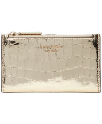 florence croc embossed small slim bifold wallet