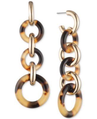 Lauren Ralph Lauren - Gold-Tone & Tortoise-Look Circle Linear Drop Earrings