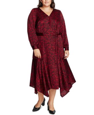 Vince Camuto - Plus Size Printed Faux-Wrap Dress