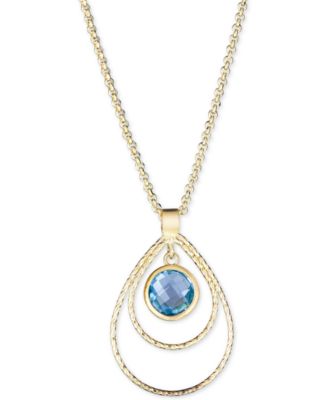 Macy's - Swiss Blue Topaz 18" Pendant Necklace (2-1/5 ct. t.w.) in 14k Vermeil over Sterling Silver