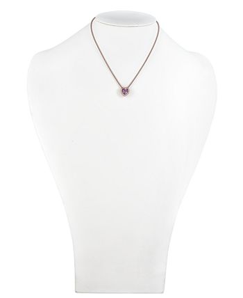 Macy's - Amethyst (2-1/3 ct. t.w.) & White Topaz (1/3 ct. t.w.) Heart 17" Pendant Necklace in 14k Rose Vermeil over Sterling Silver
