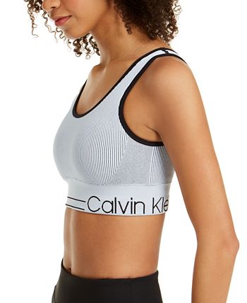 Calvin Klein Ribbed Medium-Impact Sports Bra - Macy's