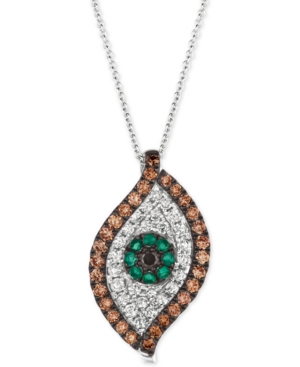 image of Le Vian Costa Smeralda Emerald (1/8 ct. t.w.) & Diamond (1 ct. t.w.) Evil Eye 18