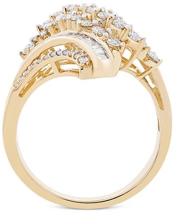 Macy's - Diamond Swirl Cluster Statement Ring (1 ct. t.w.) in 10k Gold