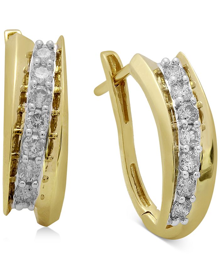 Macy's Diamond Hoop Earrings (1/2 ct. t.w.) in 14k Gold Macy's