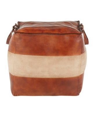 Cobbler Industrial Pouf in Leather and Canvas by Lumisource