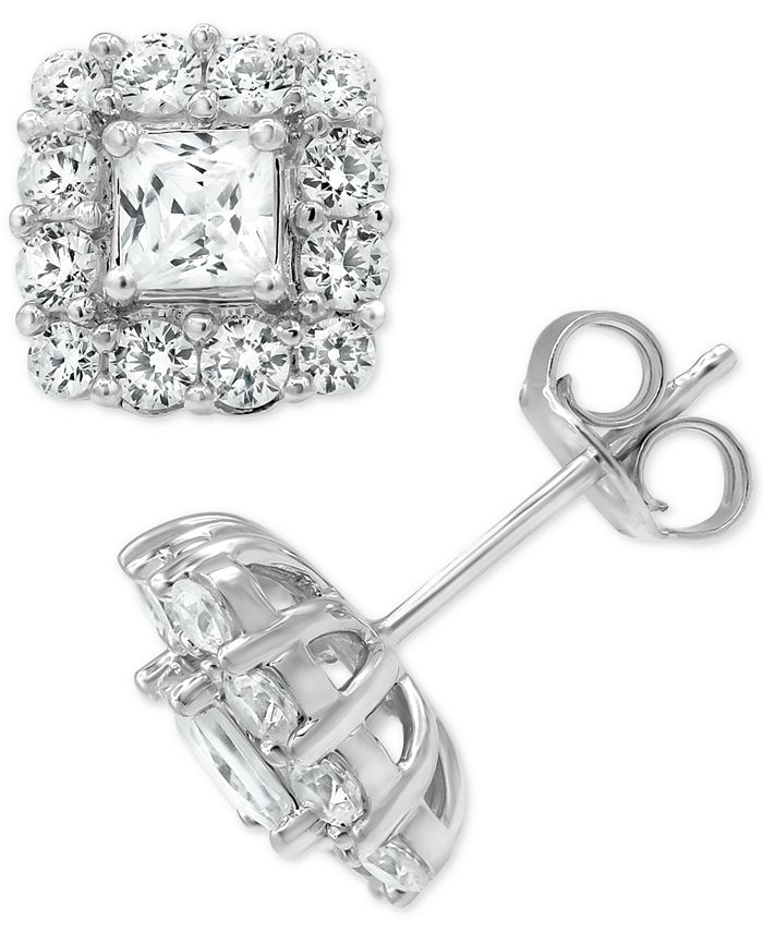 Marchesa - Diamond Princess Halo Stud Earrings (2 ct. t.w.) in 18k White Gold