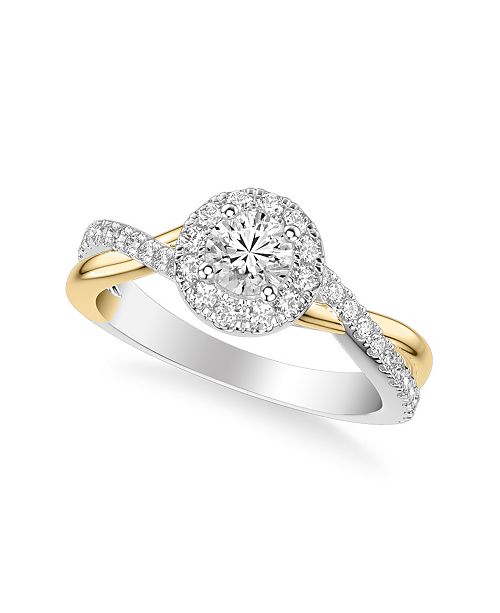 Macy S Diamond Halo Bridal Set And Engagement Rings In 14k Two