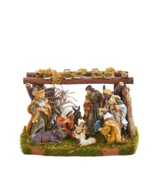Crèche De Noël Kurt Adler 17,8 Cm - Set 10 Figurines Résine Avec Sainte Famille Et Rois Mages