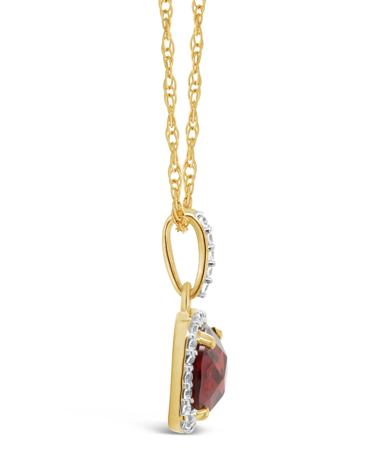 Peridot (2 ct. t.w.) and Lab Grown White Sapphire (1/6 ct. t.w.) Pendant Necklace in 10k Yellow Gold. Also Available in Peridot) - Garnet