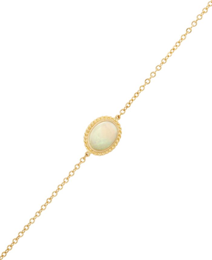 Gemstone Twist Gallery Bracelet in 14k Yellow Gold (Available in Opal