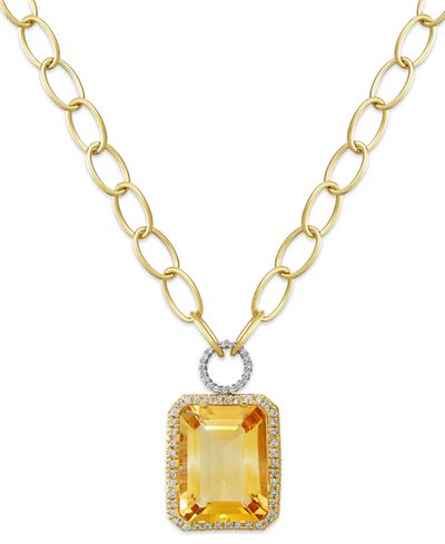 citrine pendant necklace gold 14k jewelry ct rectangle diamond main