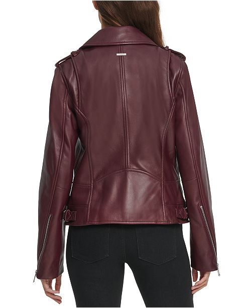 DKNY Leather Moto Jacket & Reviews - Coats - Women - Macy's