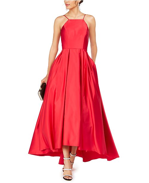 Betsy & Adam Petite Satin High-Low Gown