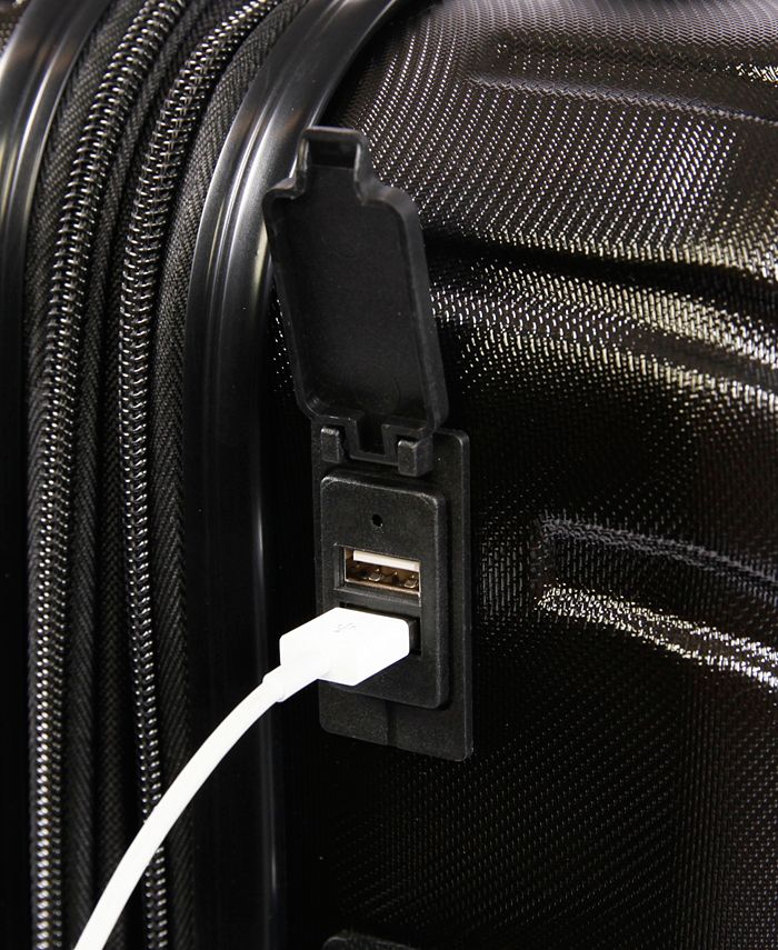 Brookstone Brett 21" Hardside CarryOn Luggage with Charging Port Macy's