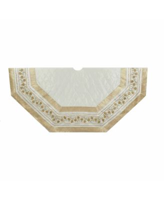 Kurt Adler - 54-Inch Ivory Treeskirt with Gold Pinecones