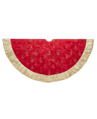 Kurt Adler - 60-Inch Red and Gold Ornament Tree Skirt