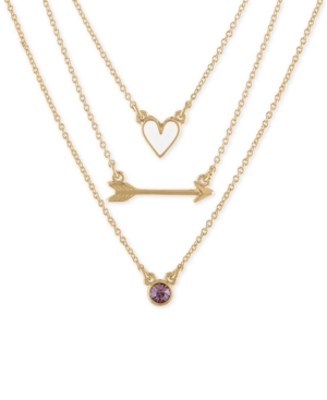 image of Rachel Rachel Roy Gold-Tone 3-Pc. Set Heart, Arrow & Stone Pendant Necklaces, 17