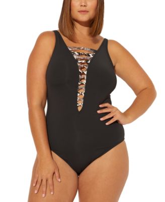 plus size animal print swimwear