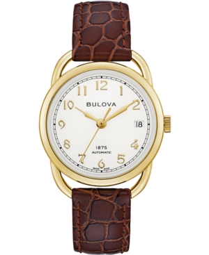 Bulova Limited Edition  Women's Swiss Automatic Joseph  Brown Leather Strap Watch 34.5mm In Brown