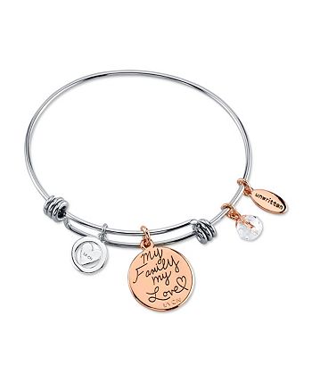 Unwritten - "My Family, My Love" Family Tree Bangle Bracelet in Stainless Steel & Rose Gold-Tone