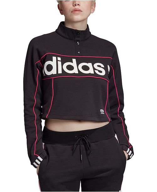 Adidas Women S Logo Button Cropped Sweatshirt Reviews Macy S