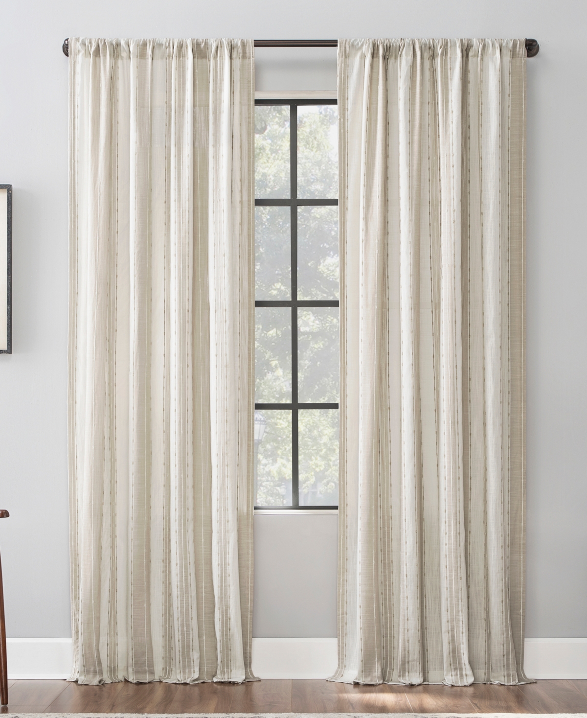 Textured Stripe 52 x 96 Cotton Curtain Panel