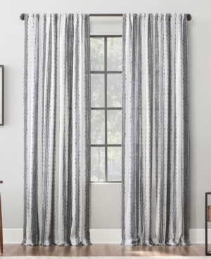 Archaeo Textured Stripe 52" X 96" Cotton Curtain Panel In Coal