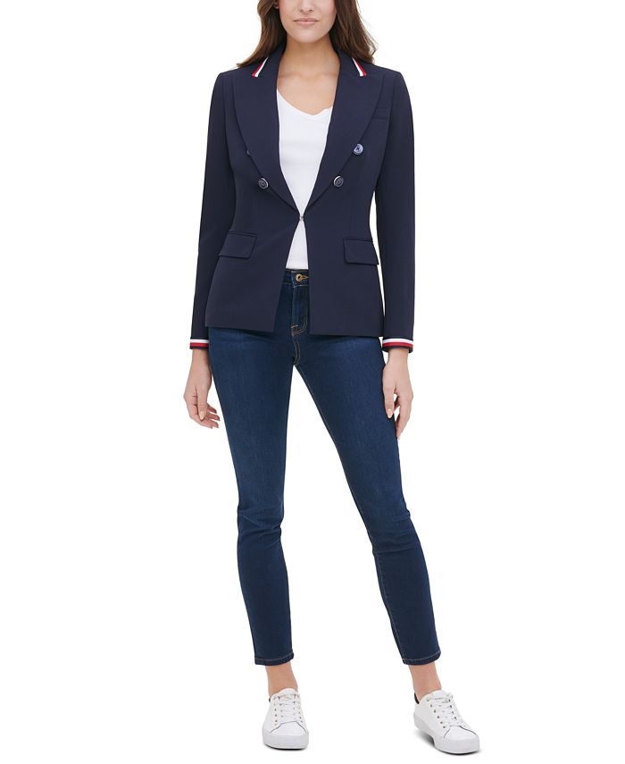 Tommy Hilfiger Wing-Lapel Double-Breasted Blazer & Reviews - Jackets ...