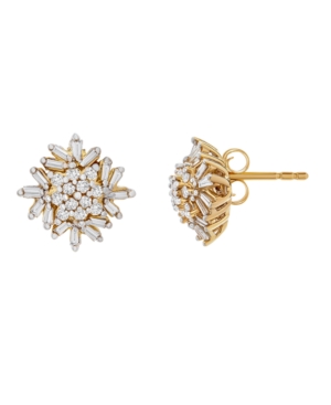 image of Diamond (1/2 ct. t.w.) Snowflake Earrings in 10k Yellow Gold