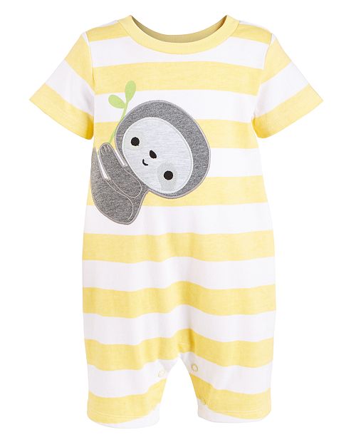 First Impressions Baby Boys Striped Sloth Cotton Sunsuit Created