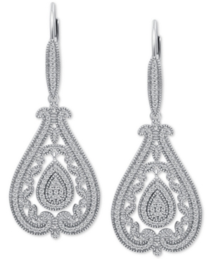 image of Diamond Filigree Teardrop Drop Earrings (1/2 ct. t.w.) in Sterling Silver