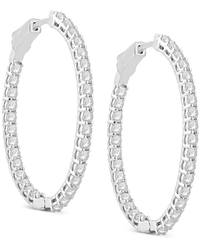 Macy s Diamond Oval In Out Medium Hoop Earrings 3 ct. t.w. in