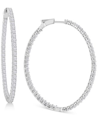 macy's silver diamond hoop earrings