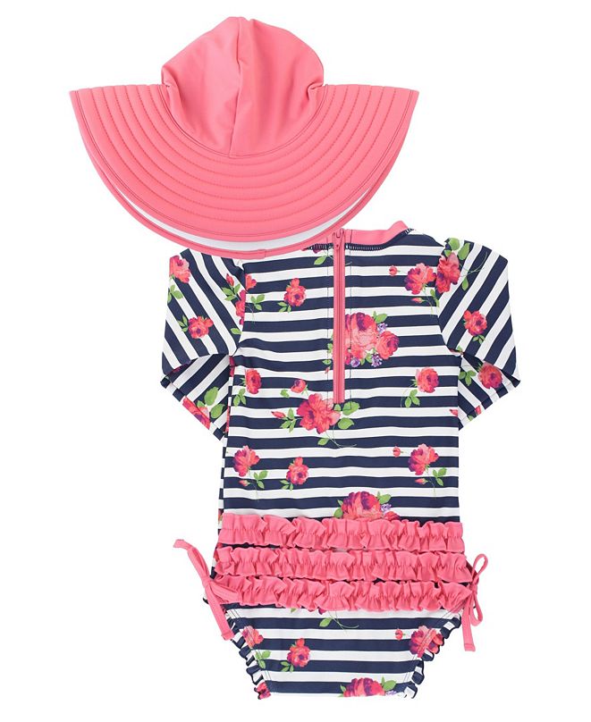 RuffleButts Toddler Girl's Long Sleeve Rash Guard Swimsuit ...