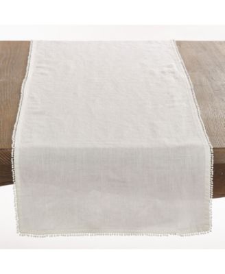 Pom Pom Design Linen Dining Room Table Runner