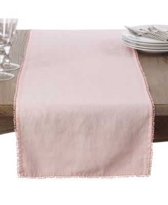 Pom Pom Design Linen Dining Room Table Runner