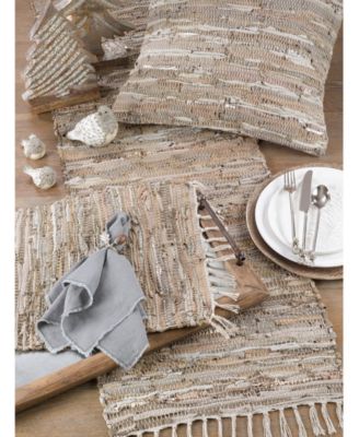 Leather and Cotton Blend Table Runner with Chindi Design